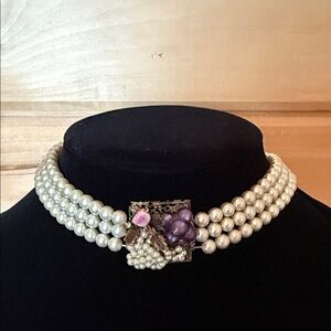 Vintage Faux Pearl Choker Necklace